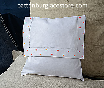 Envelope Pillow. Swiss Polka dot. VERMILLION ORANGE color.12 in. - Click Image to Close